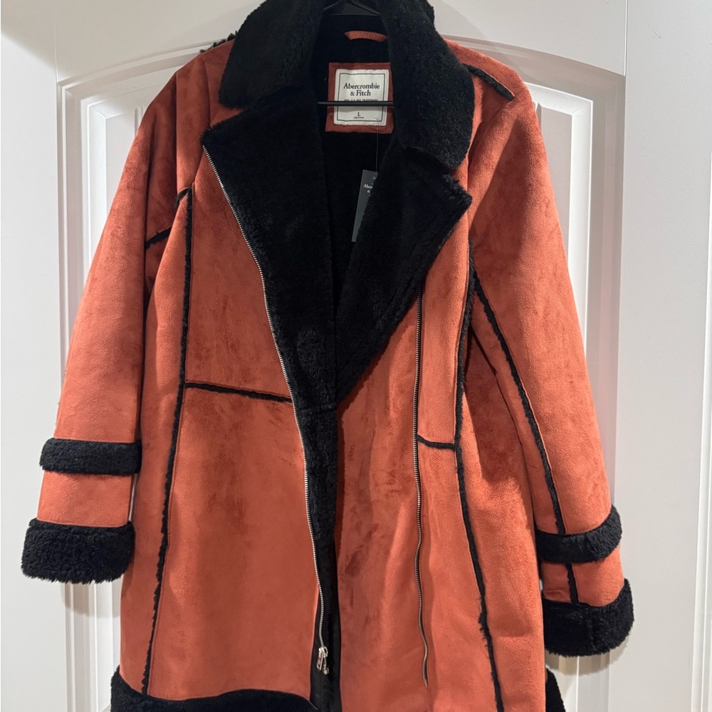 Abercrombie & Fitch Orange and Black Teddy Jacket